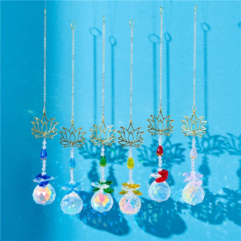 custom DIY home window decoration hanging pendant stained glass crystal ball sun catcher wholesale