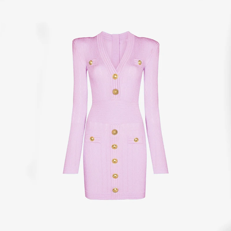 Женское трикотажное платье-свитер с v-образным вырезом и длинными рукавами