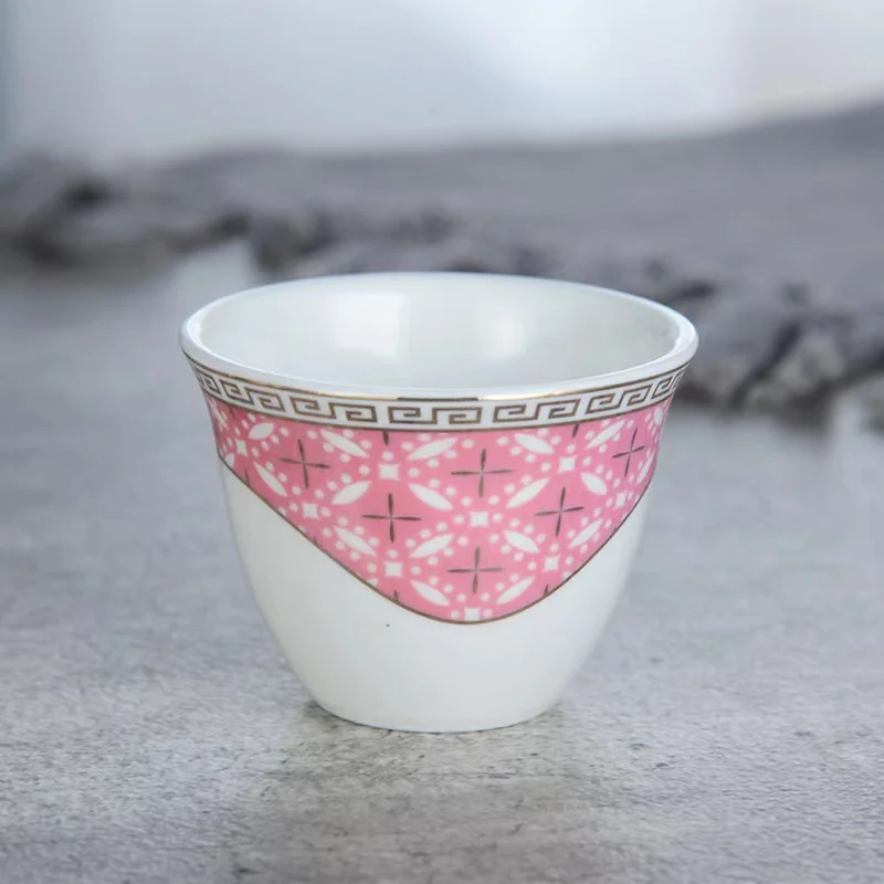 porcelain new bone 80cc black color glaze gold rim design 12 pcs porcelain Arabic Coffee Cups cawa cup set