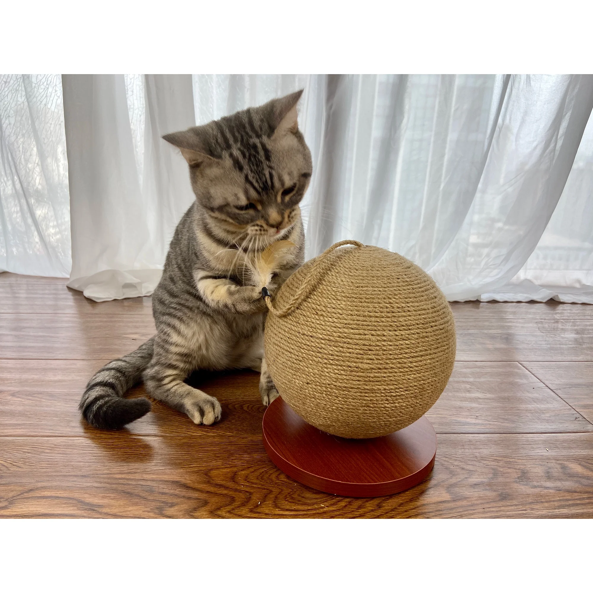 Fashion Sisal Cat Scratches Ball with Cat Teaser Scratch Pole Scratcher Furniture Interactive Toys for Cats