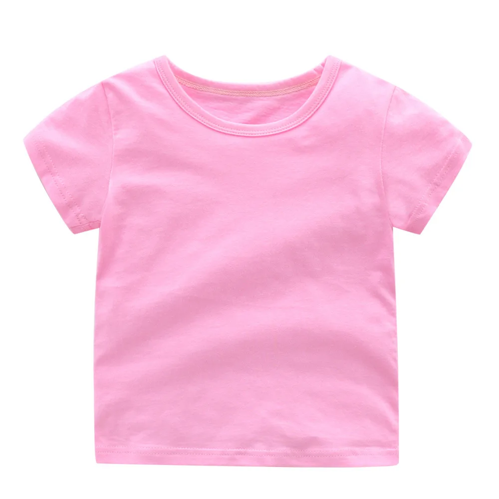 Unisex Personalized Infant Toddler Baby Basic T-Shirt Short Sleeve Solid Color Kids Plain Blank Tees Shirts for Boys Girls