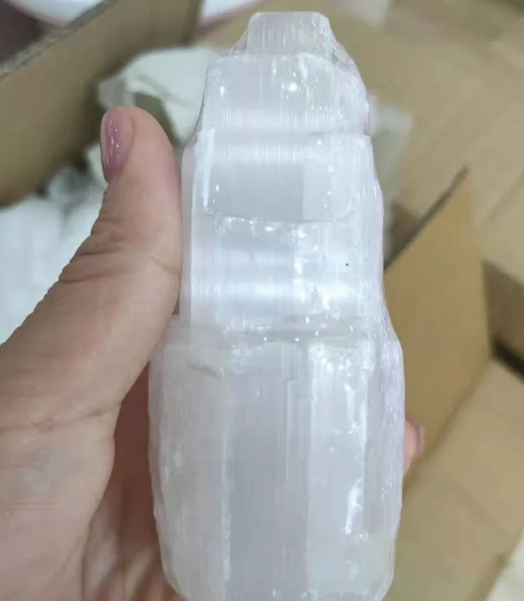 Wholesale natural carved crystal wands crystals healing stones angel aura white selenite towers