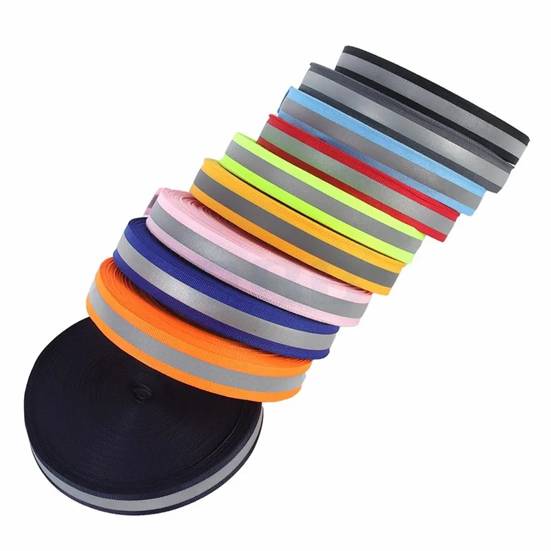 Factory wholesale custom 1 inches reflective webbing clothes webbing tape for Pet Leash safety belt webbing