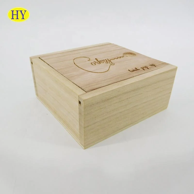 
Cheap Unfinished Wood Box with Sliding Lid for Packaging Wholesale 