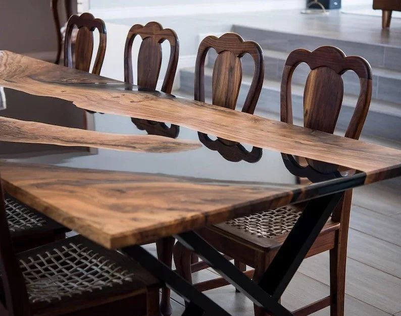 Personalized Waterfall River Coffee Table Live edge epoxy Resin Wood Coffee Table