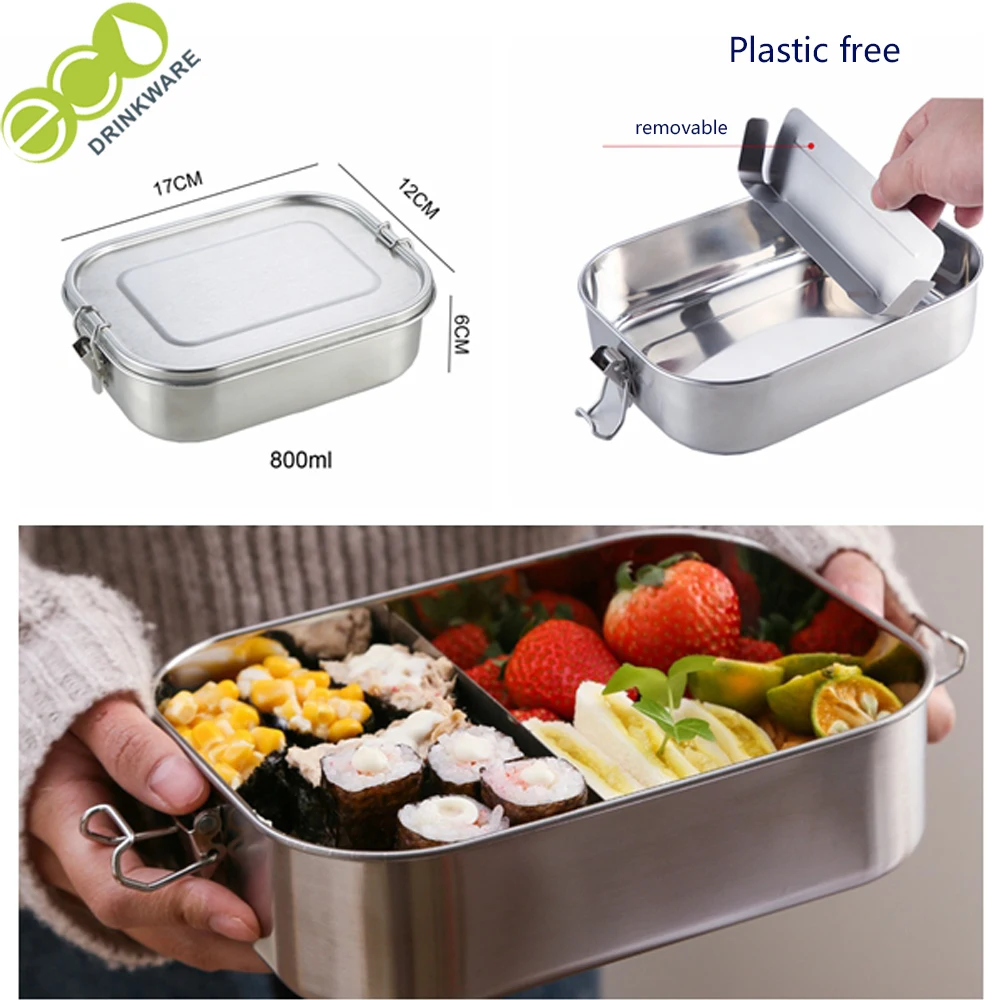 GF005  plastic free metal 304 stainless steel tiffin mens bento kimchi container inox personalized stainless steel lunch box