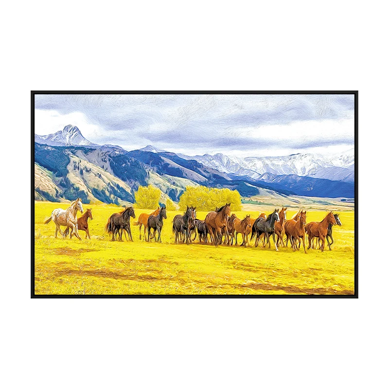 modern 3d home goods pictures eight running horse decorative  oil painting canvas custom wall art
