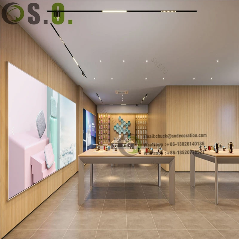 mobile phone shop wall insert display cabinet floating Apple store accessories phone case display shelves