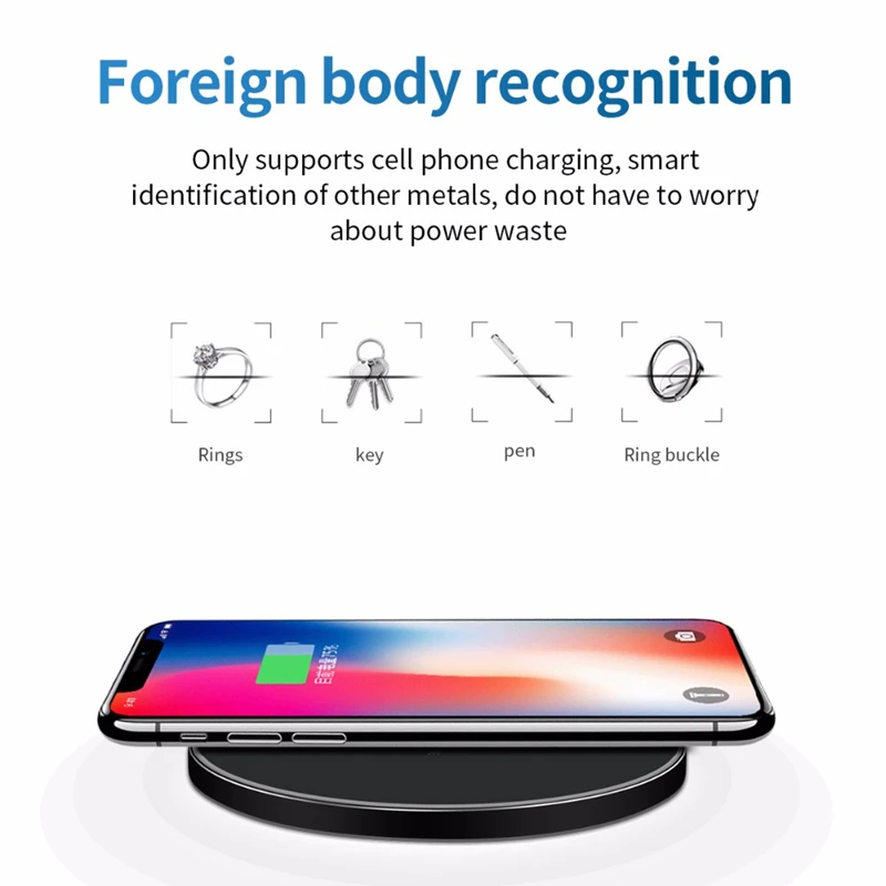Portable LED 15W Fast Wireless Charging 10W Wireless Charger For Phone Quick Round Wireless Charger
