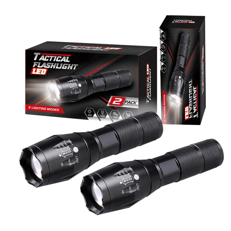 Linterna Set Tactical Torch Flashlights Led Flashlight Lamp Light Battery Powerful Aluminum Power Camping Waterproof 10 Lithium