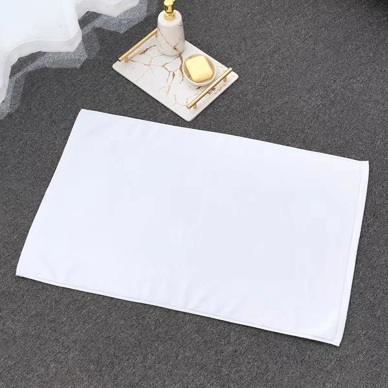 Customized hotel white cotton bathroom non-slip thick absorbent bath mat