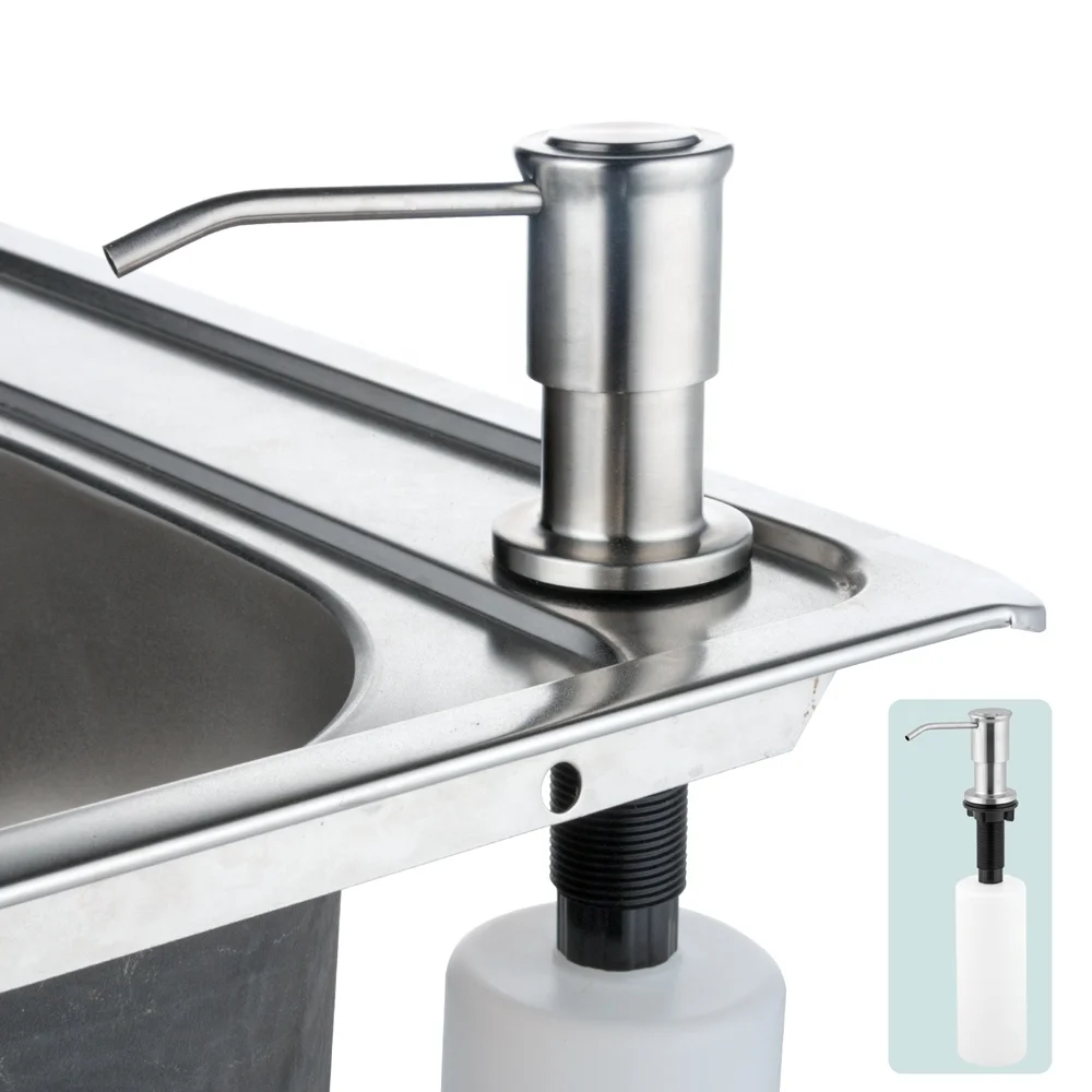 Black Finished Kitchen Dish Soap Dispenser Built In Counter Top Dispenser Table Mounted Steel Pump Kitchen Soap Dispensers