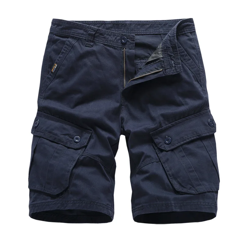 2023 Summer Cotton 6 Pockets Classic Plain Color Loose Style Mens Shorts