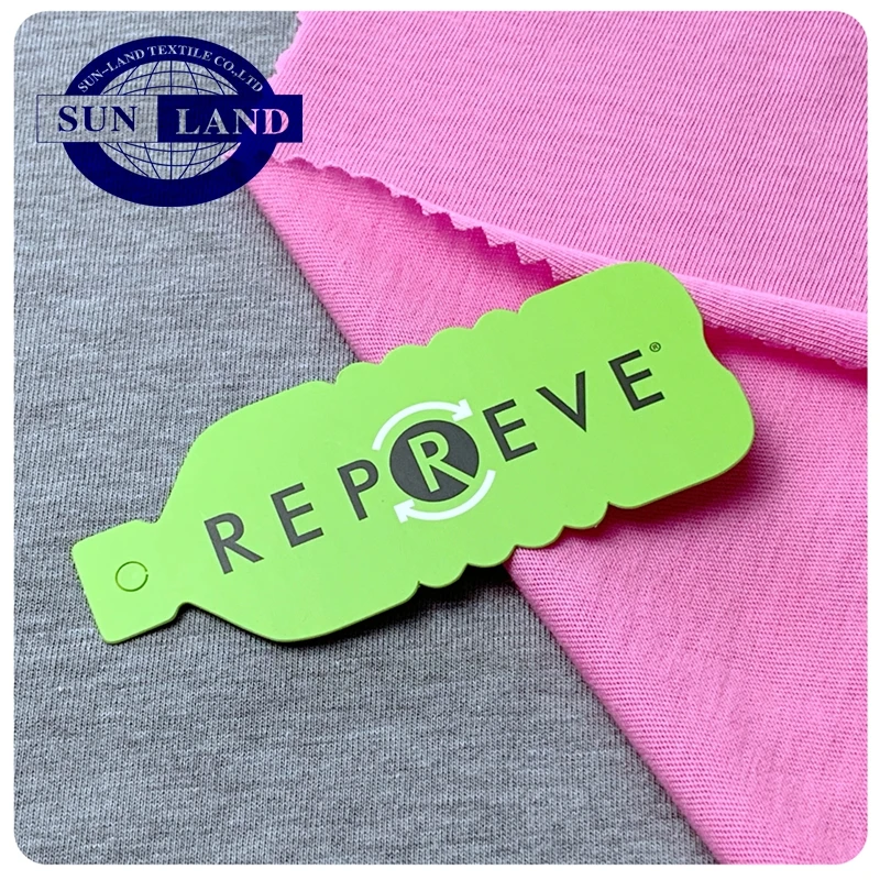Eco-friendly CVC 60% Recycled Polyester 40% Cotton Knit Single Jersey Fabric for T-shirt Sportswear