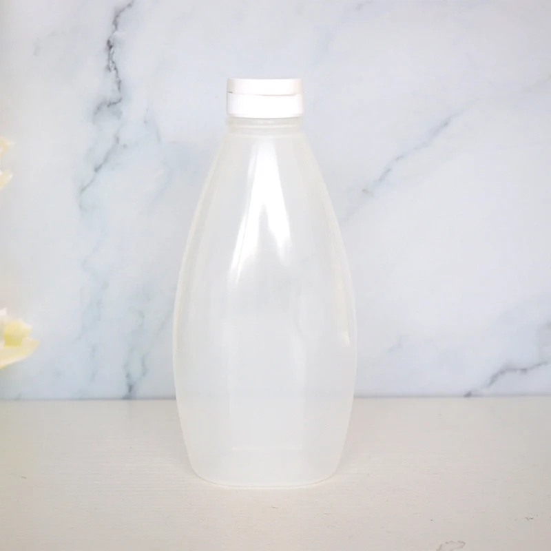 MAYSURE Custom label 200ml 350ml PET Plastic Salad Dressing Flat Square Pet Plastic Maple Syrup Sauce Honey Bottles