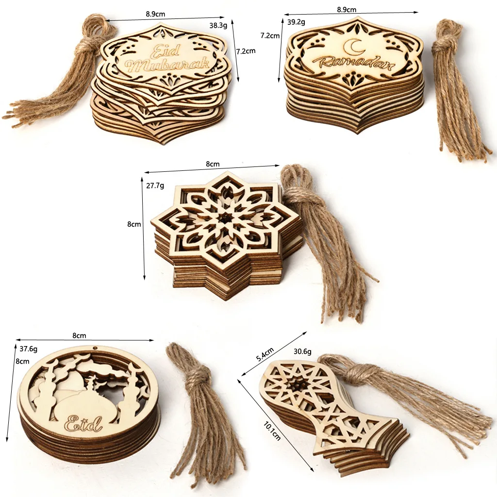 15pcs/set small text cut letter eid mubarak wooden block
