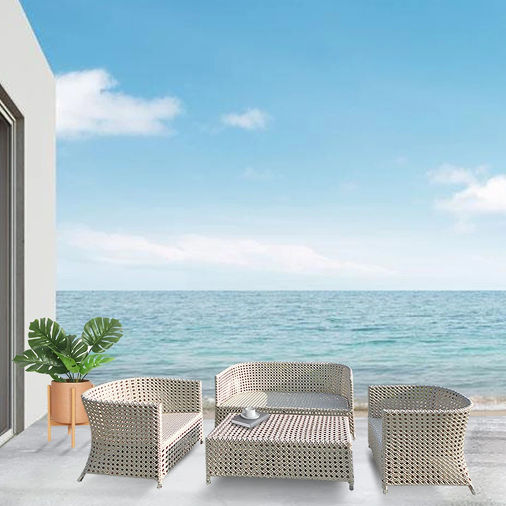 Low Price Hotel Furniture Outdoor Wicker Garden Outdoor Rattan Sofa Garden Set