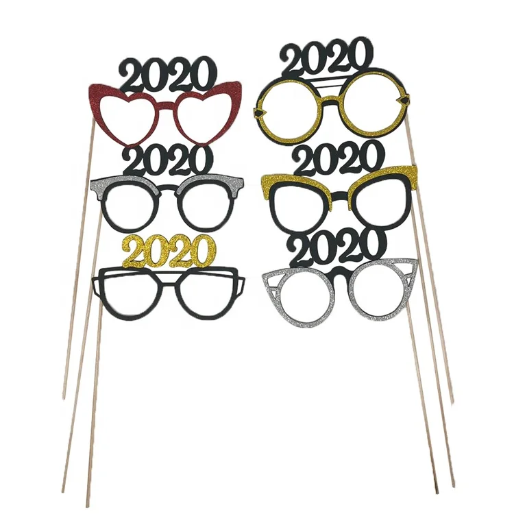 22pcs gold glitter 2020 new year eve selfie photo booth props kit