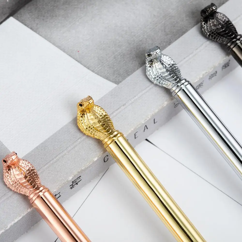 Custom Logo Promotional Top Snake Ballpoint Pen Yellow 1.0mm Writing Width Novelty Plastic Body with Cartoon Animal Pen Head