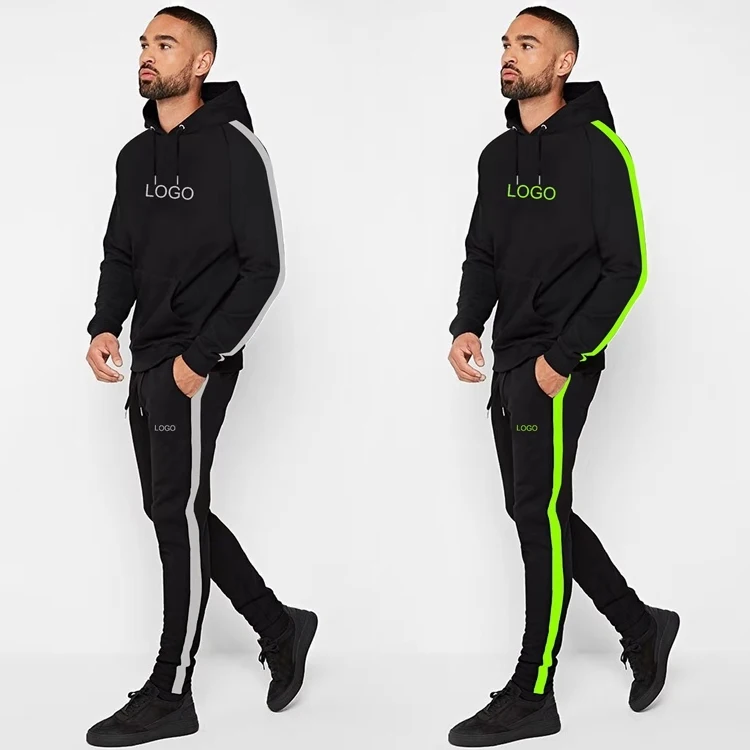Черный однотонный хлопковый спортивный костюм на заказ, спортивный костюм для бега для мужчин