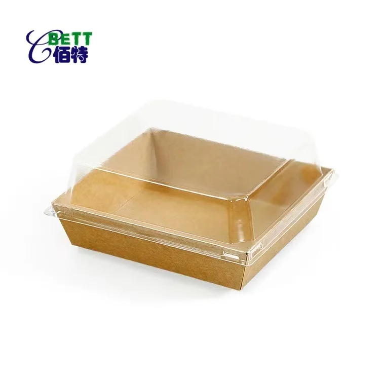disposable compostable 2layer brown Kraft Paper Food hot dog bread Swiss Roll sushi Bakery togo Takeaway container Box Packaging
