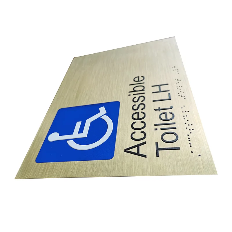Accessible Access Braille Tactile Sign Ambulant Toilet Sign Custom Metal Ada Braille Signs
