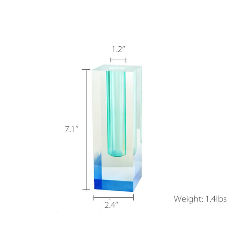 Custom Acrylic Frosted Transparent Cube Vase Flower Holder Centerpieces High End Decorative Colored Lucite Tabletop Vase
