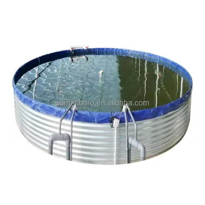 Round Hot Galvanized Steel Flexible Fish Farm Pond With Pvc  Liner Recirculating Aquaculture System Fish and Shrimp Pond