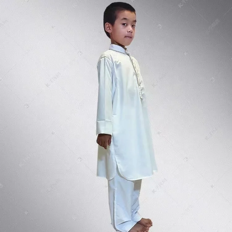 Middle East children embroidered white robes Dubai boys clothing Embroidered robes Saudi boys robes abaya