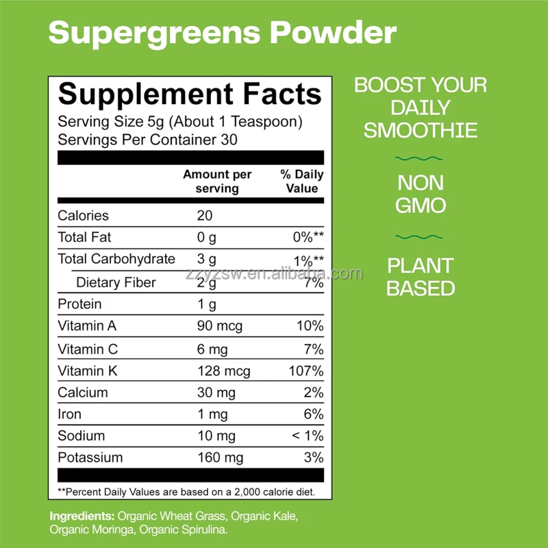 OEM/ODM Superfood Greens Blend Powder Tea with Digestive Enzymes Probiotics Vitamins-Supplements for Everyone Pregnant Women
