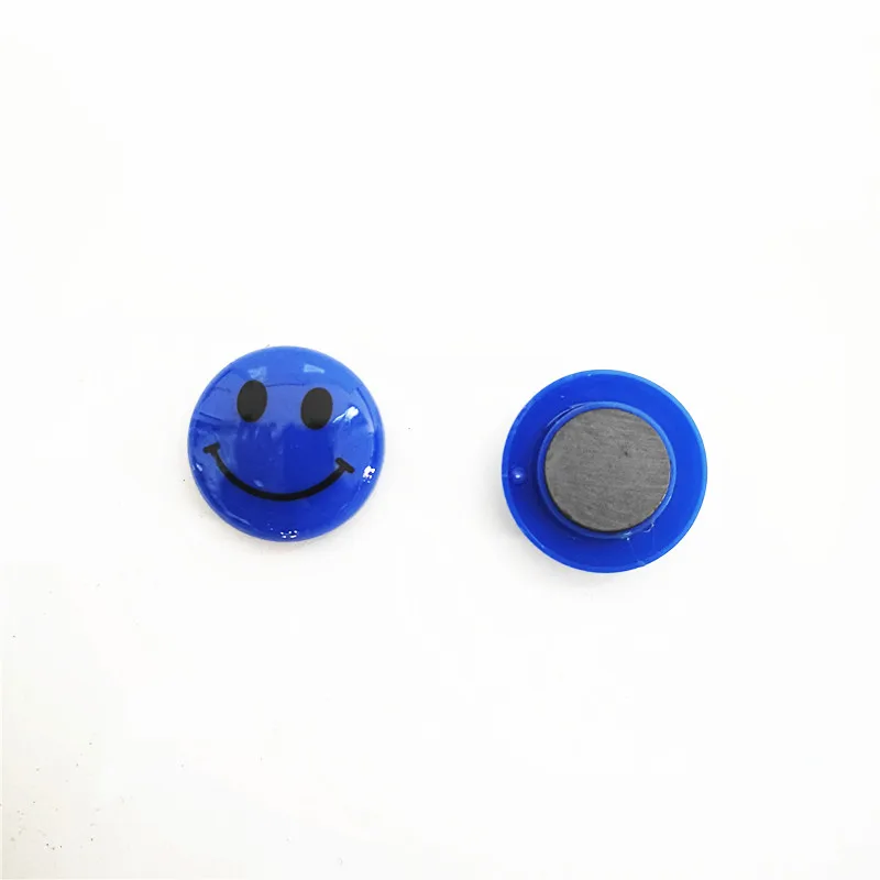 5 pieces of magnet plastic coated disc colored magnet smiling logo magnet for office and school