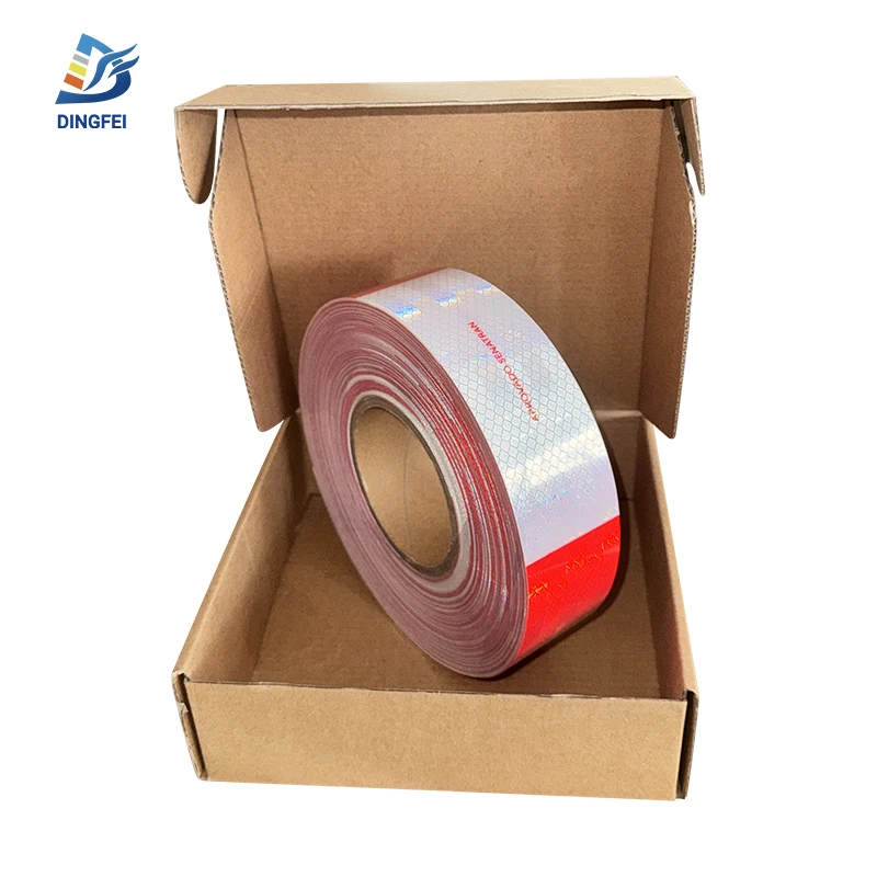 Custom Logo Car Reflective Stripes Red White DOT-C2 Trucks Outdoor Reflective Car Reflector Warning Stickers Radium Tape Roll