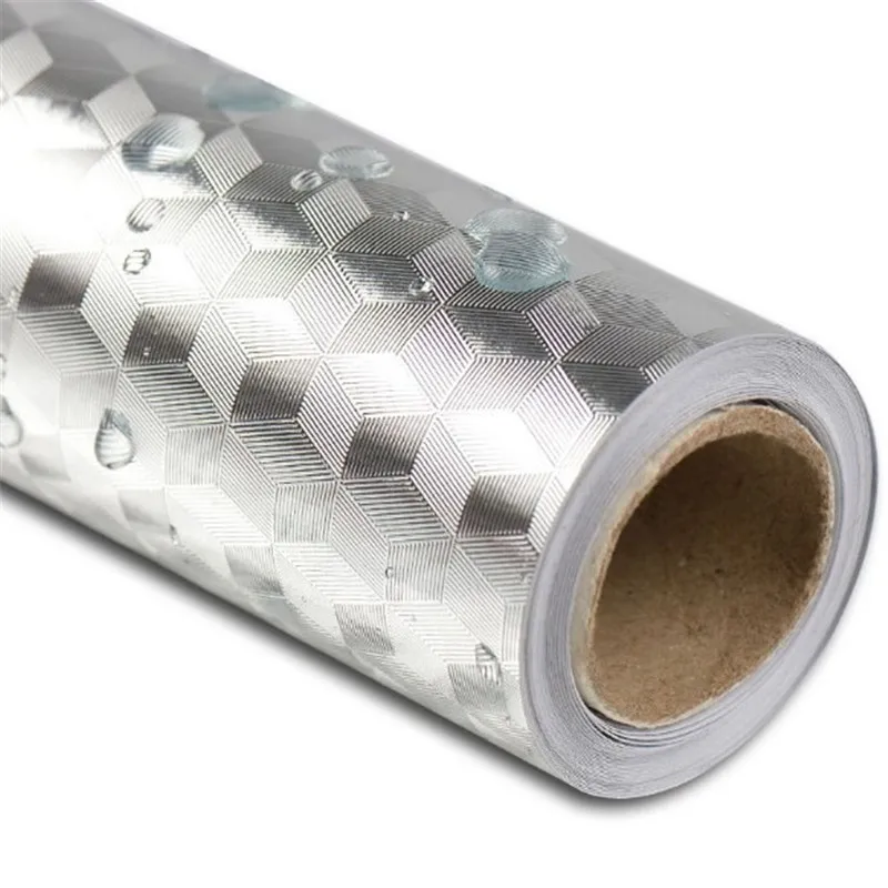 Aluminum Foil Contact Paper Self Adhesive Oil-Proof Heat Resistant Wall Sticker for Countertop Drawer Liner Shelf Liner