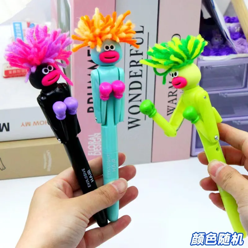 Robot Boxing Pen Cute Cartoon Interactive Decompression Pen Primary School Student Stress Relief Ball Pen Neutral Pen Fun Gift