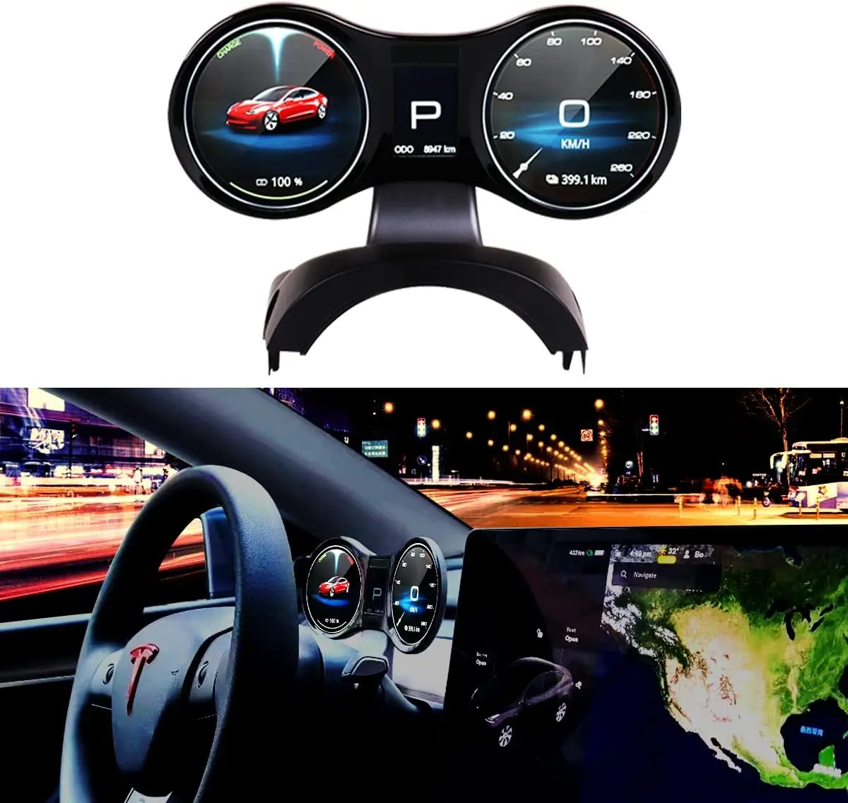 New Product Digital Dashboard Car LCD Head-Up Display LCD Instrument Cluster for Tesla Model 3&Y