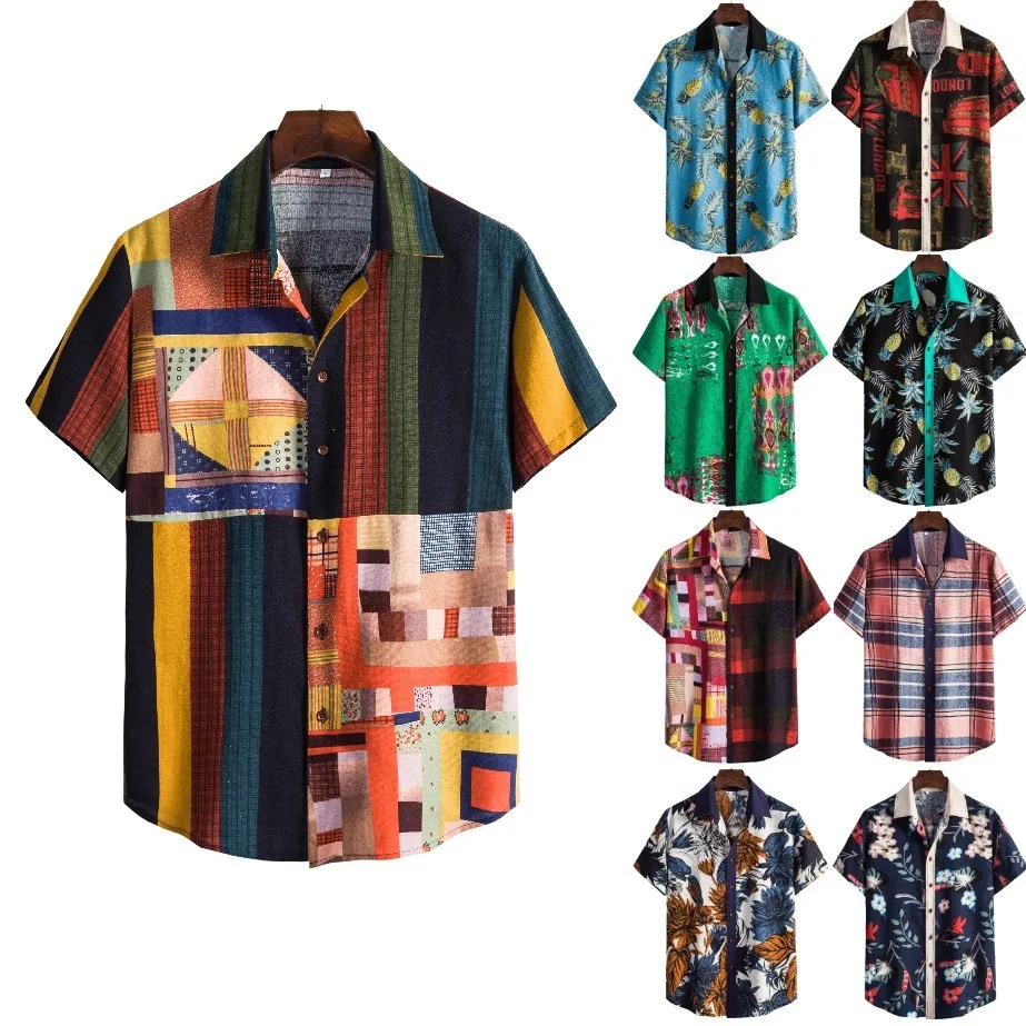 
 Гавайская пляжная Мужская рубашка с коротким рукавом модная повседневная мужская рубашка большого размера  