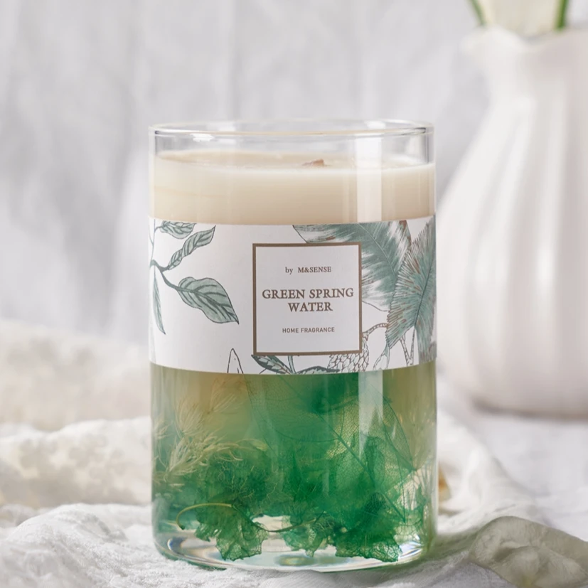 M&Sense gel kaarsen dried flower grass silk screen large wholesale gel wax scented candle