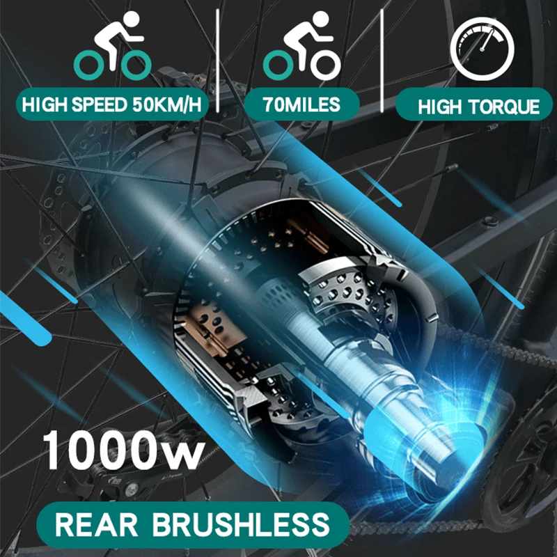 USA EU Canada Warehouse Stock 1000w 52v Battery Fat Tire Hub Motor Electric Mountain Hybrid Bike City Bicycle