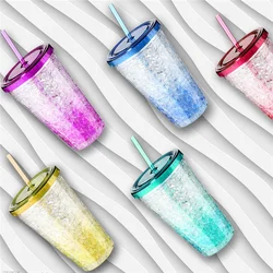 Trending sport products promotional double layer 16 oz plastic cup with straw