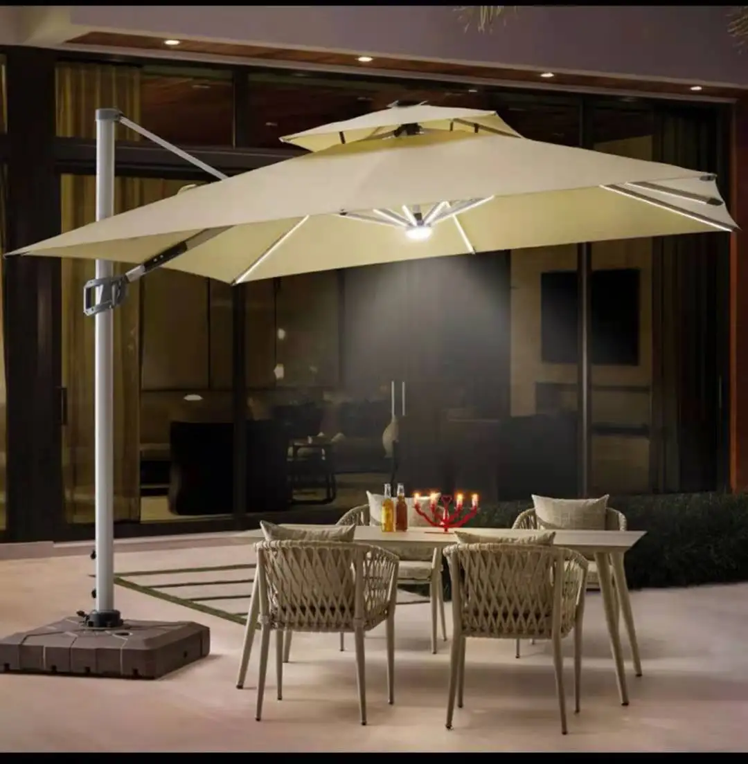 Courtyard Garden Restaurant Cafe Hotel Outdoor Custom Big Led Patio Umbrella
