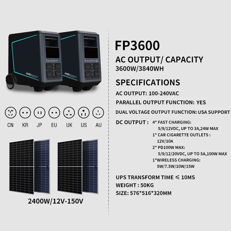 Солнечная энергетическая система Lifepo4 3600 Вт 3840