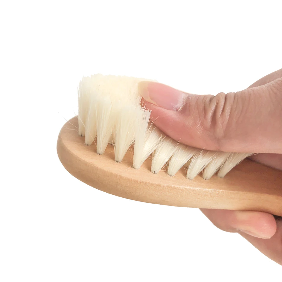 High Quality Natural Soft Goat Bristles Wood Baby Hair Extension Brush Newborn Wooden Baby Brush and Comb