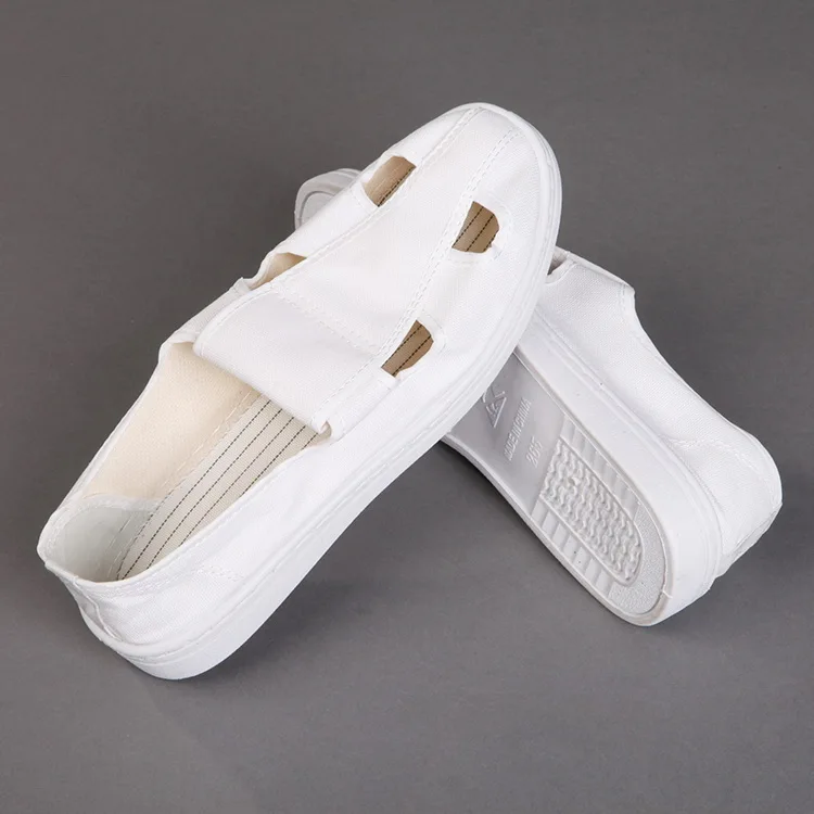 Оптовая продажа из натуральной кожи без шнуровки ESD безопасная обувь белый цвет шеф-повара противоскользящая Антистатическая