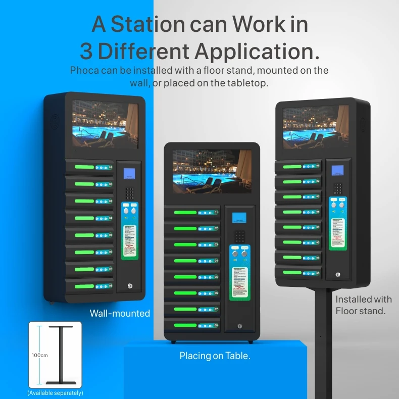 LCD display advertisement 8 box 3 in 1 micro /type c /8 pin charging locker for Shop Office School Public