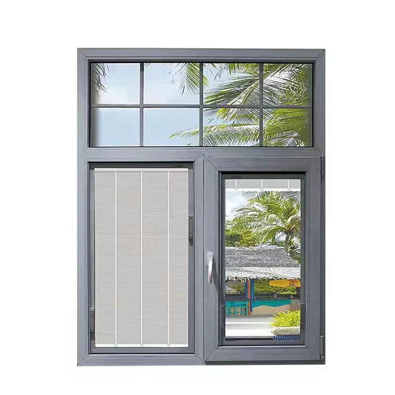 Bconstructions Hurricane Impact Tinted Grey Double Upvc Pvc Casement Window With Mosquito Net/Fly