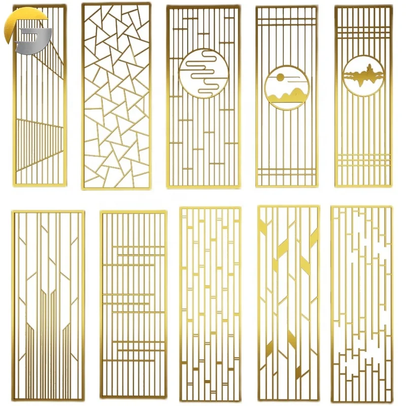 CL128 Interior high-end decorative stainless steel gold brass partition metal screen room divider for living room