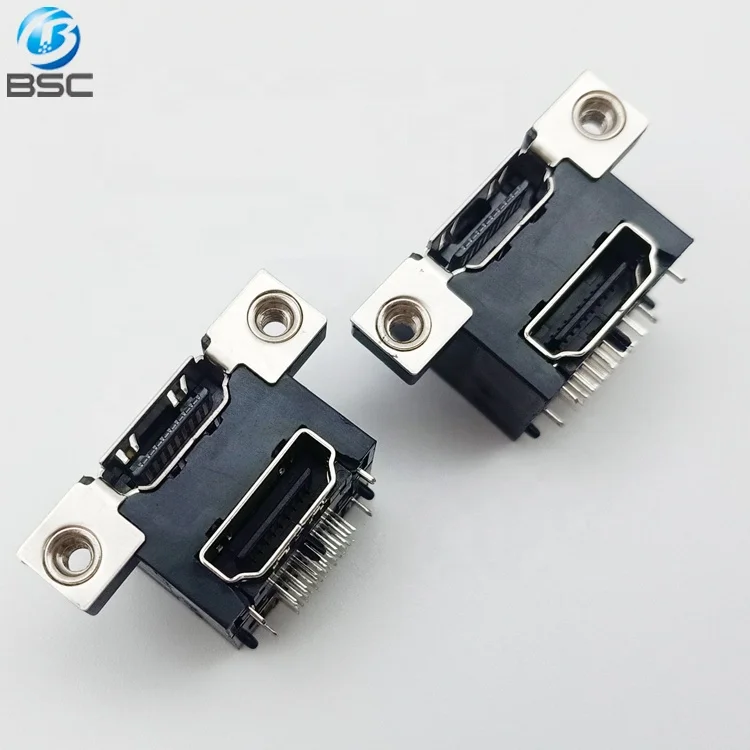 38P Type A Right Angle DIP Through Hole Type Stacked Dual High Definition Multimedia Interface HD-MI Connector Female for PCB