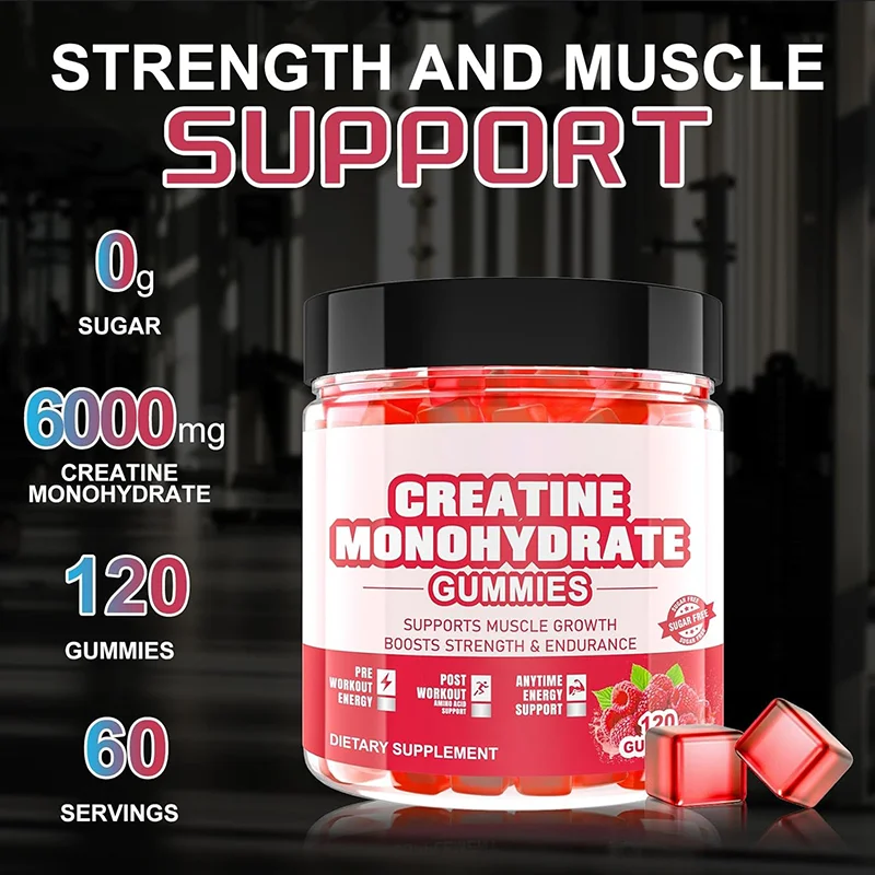 Private Label 120 Gummies Pre Workout Supplement Creatine Monohydrate Energy Gummy  for Muscle Growth
