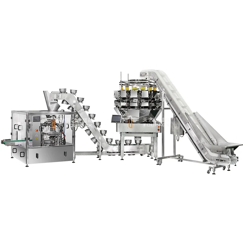 Automatic high speed multihead weigher Vacuum Rotary Bag Packing Machine For Snacks Food Packaging