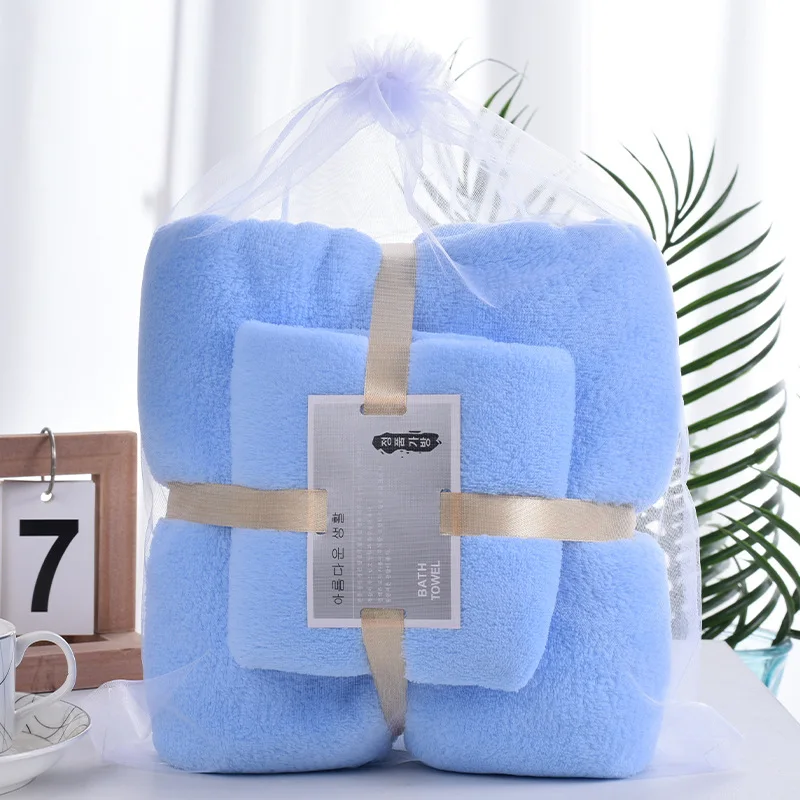 Hot Sale Luxury Women Gifts Super Soft Quickly Dry Multicolor Household Coral Fleece Microfiber Bath Towel Set